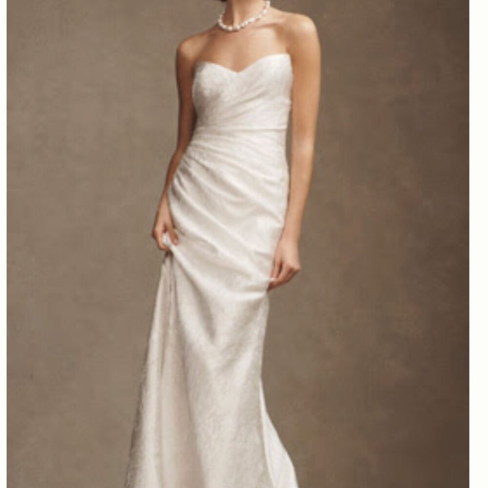 WTOO by Waters Callahan Sweetheart Draped Jacquard Column Wedding Gown